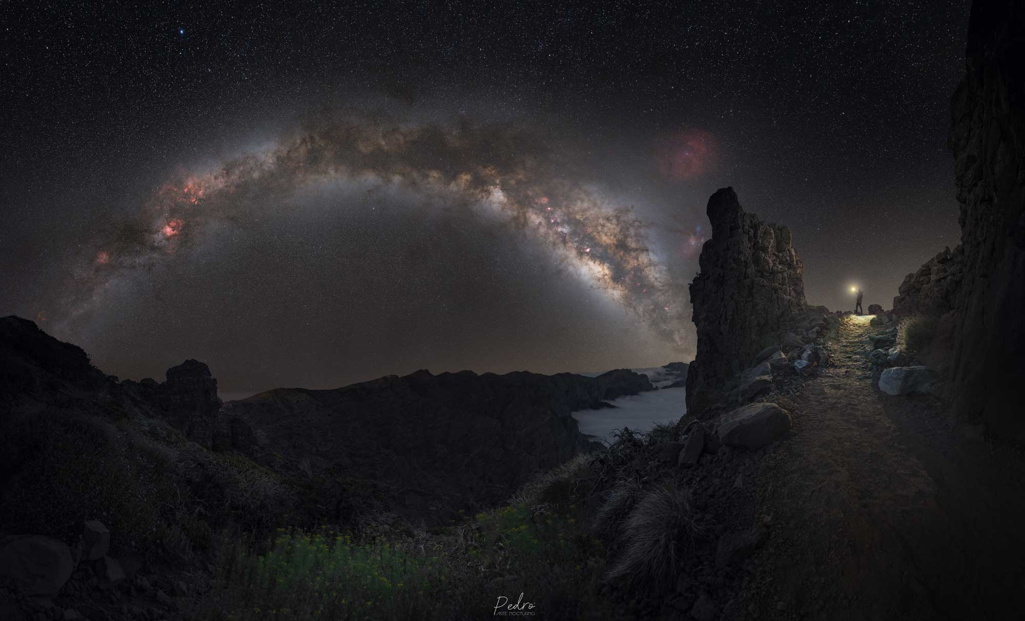 Vía Láctea sobre el paisaje de La Palma.